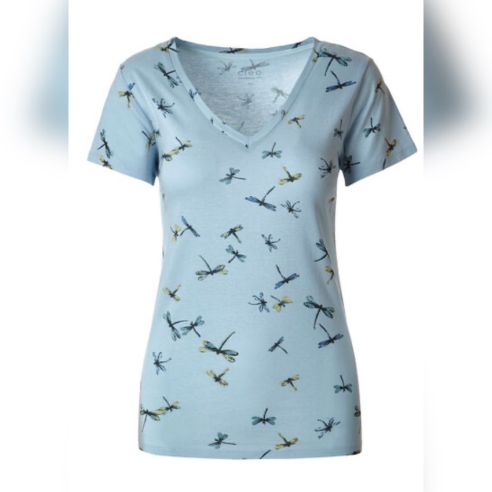 Blue Dragonfly V-Neck Tee